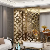 Restaurant Decorative Partition Screen Laser Cut Metal Hanging Screen Stainless Steel Room Divider