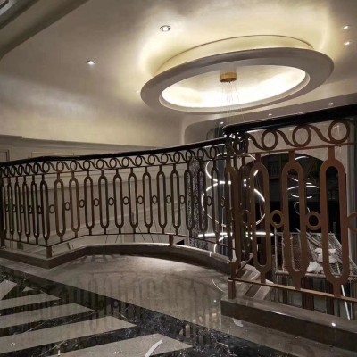 Laser Cut Design Villa Staircase Railing Customized Stainless Steel Stair Railing