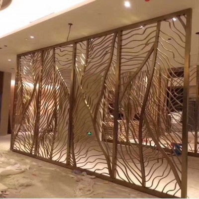 Bronze Color Metal Laser Cut Decorative Screen Interior Wall Partition