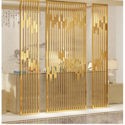 Customized Hotel Lobby Metal Decorative Partition Gold Stainless Steel Screen