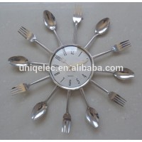 Stainless Steel Fork and Spoon Kitchen Wall Clock