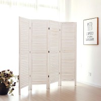 Customized wooden material 4 panels folding screen room divider