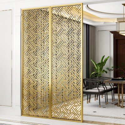 Interior Aluminum Laser Cut Screen Gold Color Decorative Metal Room Divider